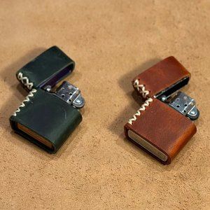 Genuine Leather Zippo Case Pouch Protector Handmade Real Leather custom engraved